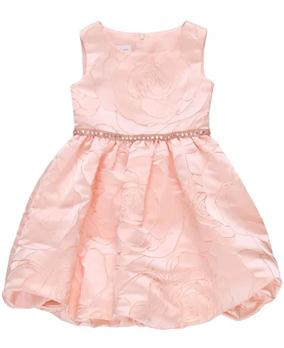 Bonnie Jean Kids' Big Girls Floral Bubble Hem Jacquard Party Dress In Peach