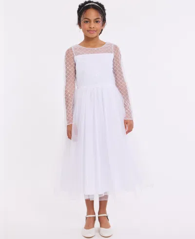Bonnie Jean Kids' Big Girls Lattice Beading Communion Dress In White