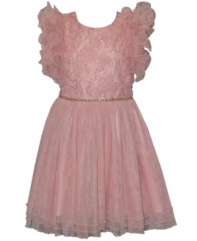Bonnie Jean Kids' Big Girls Ruffle Sleeve Ballerina Party Dress In Pink