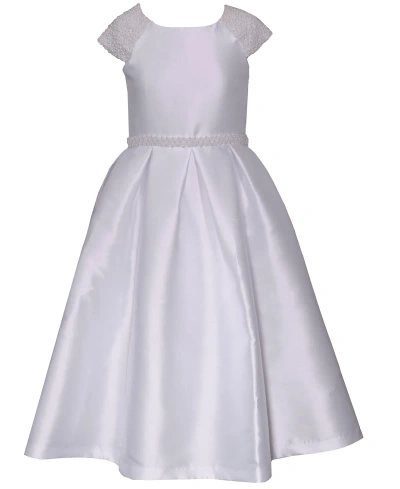 Bonnie Jean Kids' Big Girls Short Sleeve Beaded Communion Dress In Wht