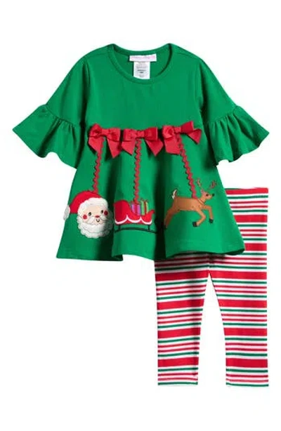 Bonnie Jean Babies'  Christmas Ornament Tunic & Leggings Set In Green