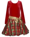 Bonnie Jean Girls 7-16 Long Sleeve Plaid Hipster Dress In Red