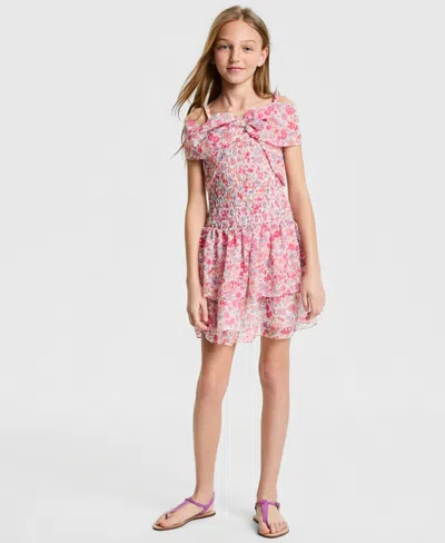 Bonnie Jean Kids' Girls' 7-16 Smocked Bow-front Dress In Pink