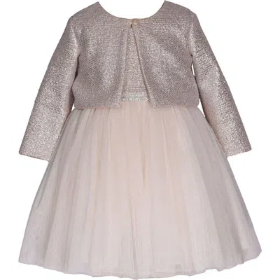 Bonnie Jean Babies'  Glitter Knit Dress & Jacket Set In Brown