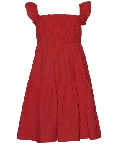 Bonnie Jean Kids' Iapparel Girls' 8-16 Star Eyelet Sleeveless Dress In Red