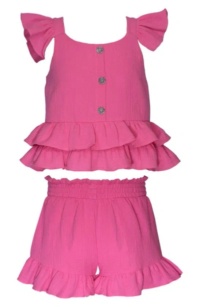 Bonnie Jean Kids' Cotton Gauze Top & Shorts Set In Pink