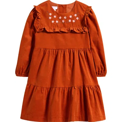 Bonnie Jean Kids' Embroidered Corduroy Dress In Burgundy