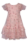 BONNIE JEAN KIDS' FLORAL EMBROIDERED TIERED TULLE DRESS