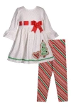 Bonnie Jean Kids' Gingerbread Cookies Tunic & Leggings Set In Gray