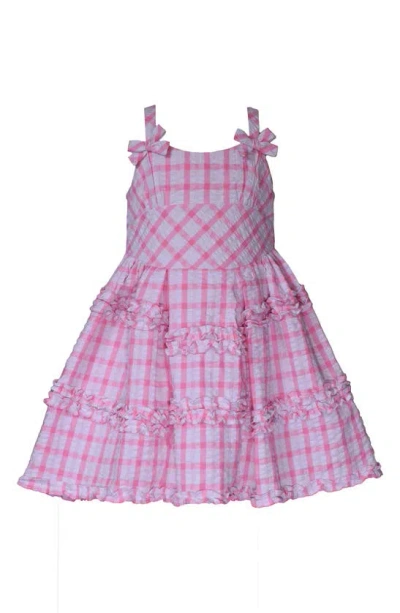 Bonnie Jean Kids' Gingham Seersucker Party Dress In Pink