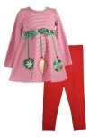 Bonnie Jean Kids' Hanging Ornaments Tunic & Leggings Set In Multi