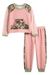 Bonnie Jean Kids' Mixed Print Top & Joggers Set In Pink