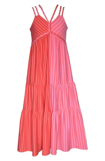 Bonnie Jean Kids' Mixed Stripe Maxi Dress In Pink