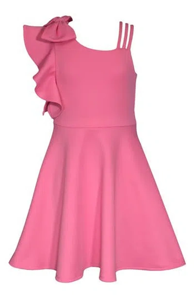 Bonnie Jean Kids' One-shoulder Scuba Dress In Pink