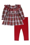 Bonnie Jean Kids' Plaid Embroidered Tunic & Leggings Set In Multi