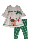 Bonnie Jean Kids' Reindeer Tunic & Leggings Set In Green