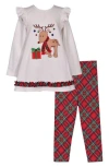 Bonnie Jean Kids' Reindeer Tunic & Leggings Set In Metallic