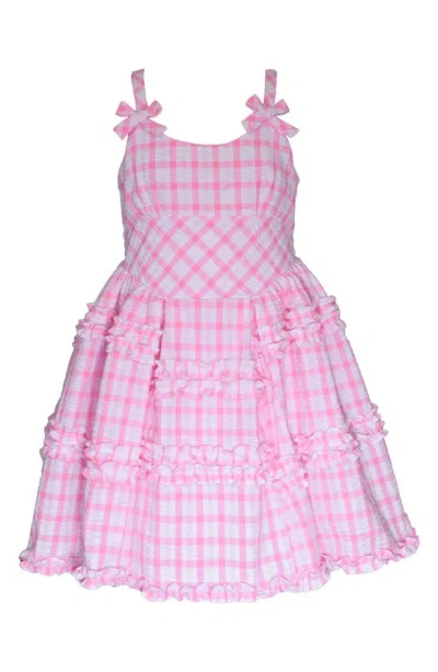 Bonnie Jean Kids' Ruffle Seersucker Sleeveless Dress In Pink