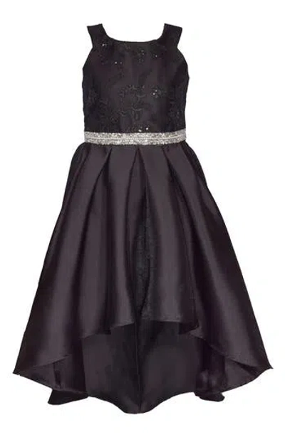 Bonnie Jean Kids' Sequin Lace Belted High-low Party Dress In Black