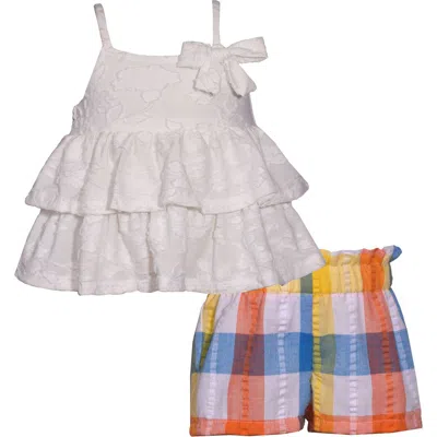 Bonnie Jean Kids' Tiered Tank Top & Seersucker Shorts In Mul