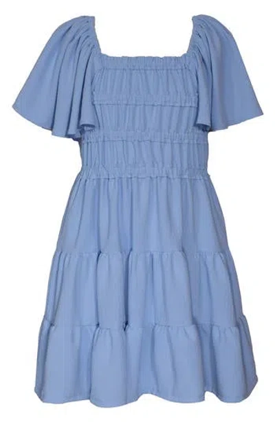 Bonnie Jean Kids' Tiered Tie Back Dress In Blue