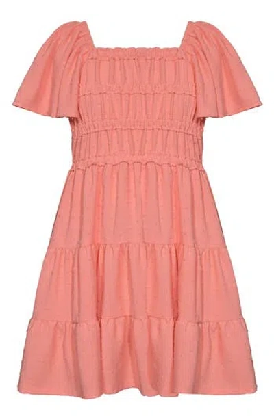 Bonnie Jean Kids' Tiered Tie Back Dress In Peach