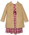 Bonnie Jean Little And Toddler Girls 2-piece Sherpa Jacket And Plaid Dress Set In Brown