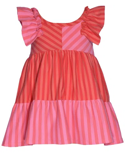 Bonnie Jean Kids' Little & Toddler Girls Flutter-sleeve Striped Knit Dress In Pink