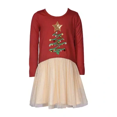 Bonnie Jean Kids' Little Girls Long Sleeve A-line Dress In Red