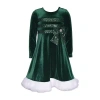 Bonnie Jean Little Girls Long Sleeve Velvet A-line Dress In Green