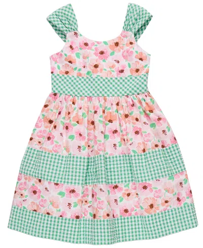 Bonnie Jean Kids' Toddler And Little Girls Mixed Print Tiered Dress In Green