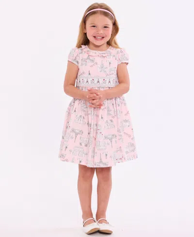 Bonnie Jean Kids' Toddler And Little Girls Paris Smocked Dress In Pink