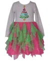 BONNIE JEAN TODDLER GIRLS MULTICOLOR SEQUIN CHRISTMAS TREE MOTIF DRESS