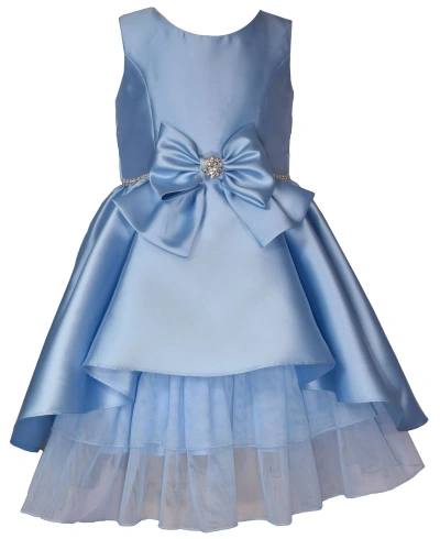 Bonnie Jean Kids' Toddler Girls Sleeveless High Low Princess Seam Mikado Dress In Blue