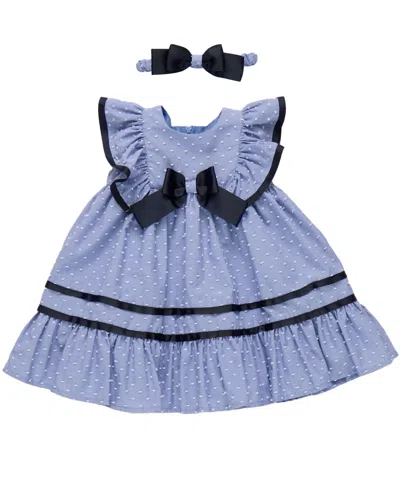 Bonnie Baby Baby Girls 2-piece Clip Dot Nautical Dress In Blue