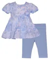 Bonnie Baby Baby Girls 2-piece Clip Dot Toile Outfit In Blue