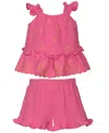 Bonnie Baby Baby Girls 2-piece Embroidered Ruffle Top And Shorts Set