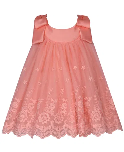 Bonnie Baby Baby Girls Bow Shoulder Embroidered Float Dress