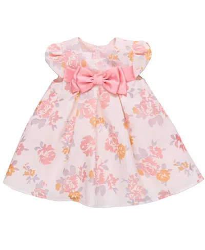 Bonnie Baby Baby Girls Floral Trapeze Party Dress In Coral