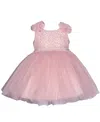 Bonnie Baby Baby Girls Sleeveless Embroidered Bodice Dress With Mesh Skirt In Blush