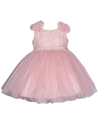 Bonnie Baby Baby Girls Sleeveless Embroidered Bodice Dress With Mesh Skirt In Blush