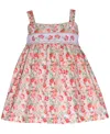 BONNIE BABY BABY GIRLS SLEEVELESS FLORAL SUNDRESS WITH SMOCKED INSERT