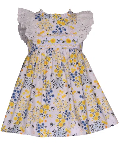 Bonnie Baby Baby Girls Sleeveless Smocked Bee Print Dress In Yel