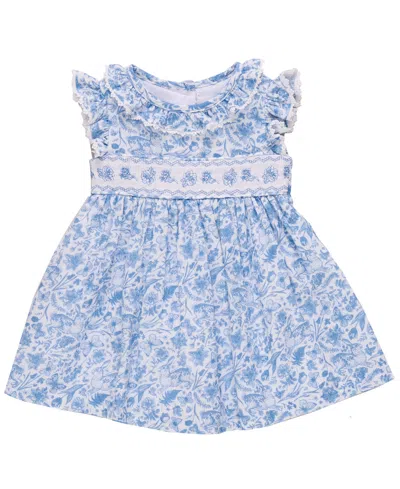 Bonnie Baby Baby Girls Smocked Insert Toile Dress In Blue