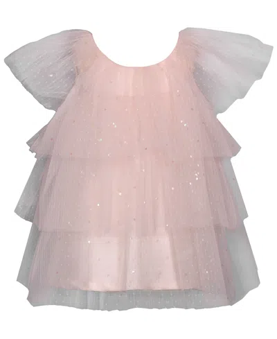 Bonnie Baby Baby Girls Three Tiered Spangled Tulle Dress In Multi
