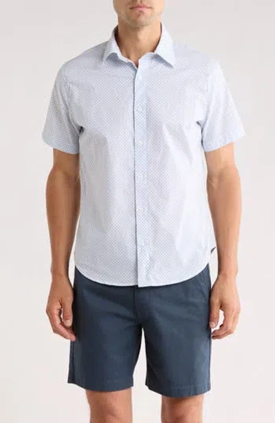 Bonobos Bahia Geometric Slim Fit Short Sleeve Stretch Cotton Button-up Shirt In Blue