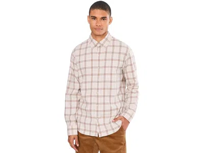 Bonobos Everyday Lightweight Flannel Shirt Men's Clothing Mushroom Ivory Plaid: Sm, Cotton/elastane In White