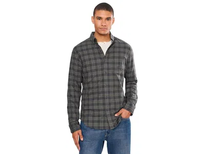 Bonobos Everyday Lightweight Flannel Shirt Men's Clothing Phantom Grey Navy Plaid: Xl, Cotton/elastane In Gray