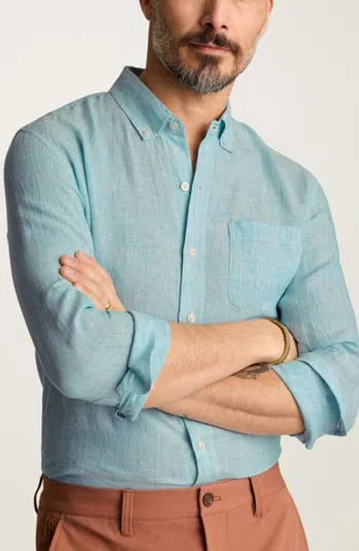 Bonobos Everyday Striped Linen Shirt In Teal Oxnard