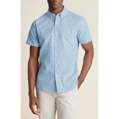 Bonobos Fish Party Slim Fit Short Sleeve Button-down Shirt In Blue